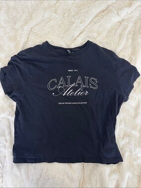 H&M Navy 'Calais Atelier' Graphic Short Sleeve Tee